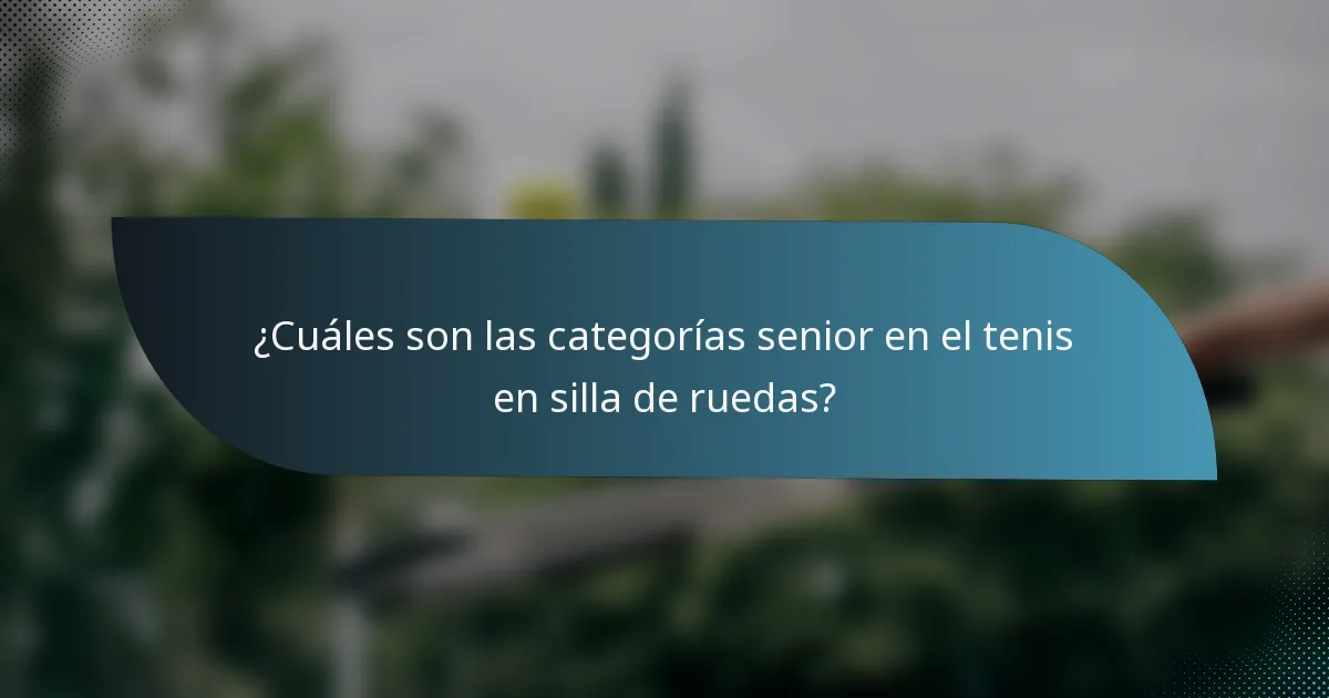 ¿Cuáles son las categorías senior en el tenis en silla de ruedas?
