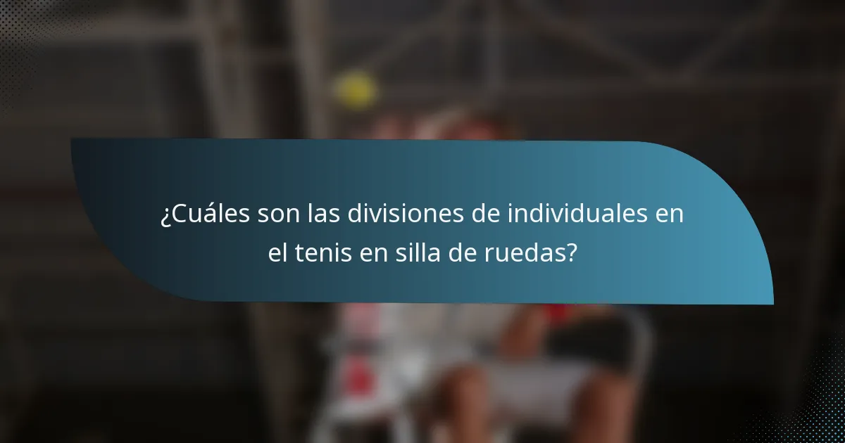 ¿Cuáles son las divisiones de individuales en el tenis en silla de ruedas?