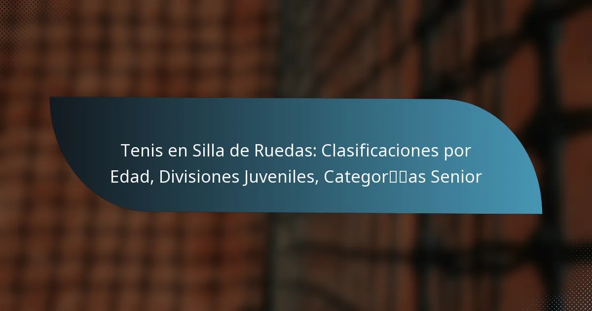 Tenis en Silla de Ruedas: Clasificaciones por Edad, Divisiones Juveniles, Categorías Senior