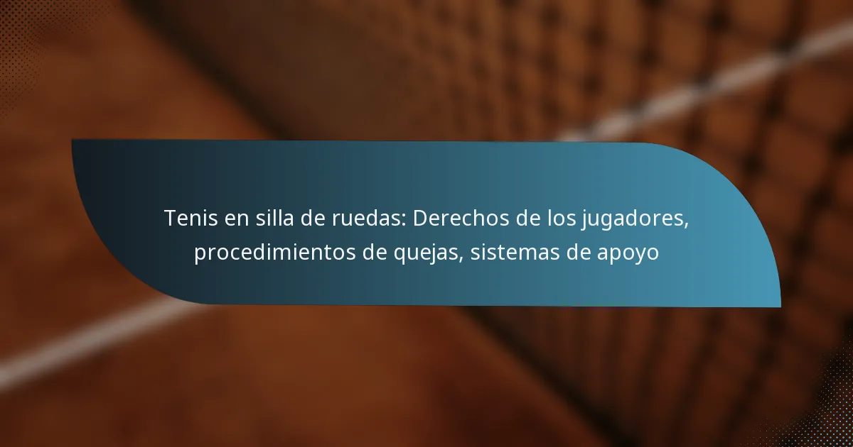 Tenis en silla de ruedas: Derechos de los jugadores, procedimientos de quejas, sistemas de apoyo