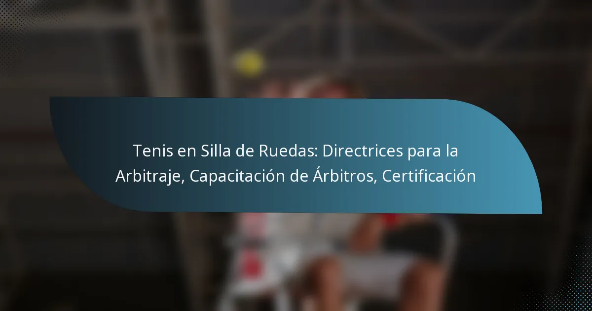 Tenis en Silla de Ruedas: Directrices para la Arbitraje, Capacitación de Árbitros, Certificación