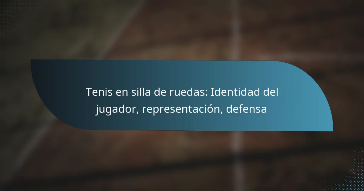 Tenis en silla de ruedas: Identidad del jugador, representación, defensa