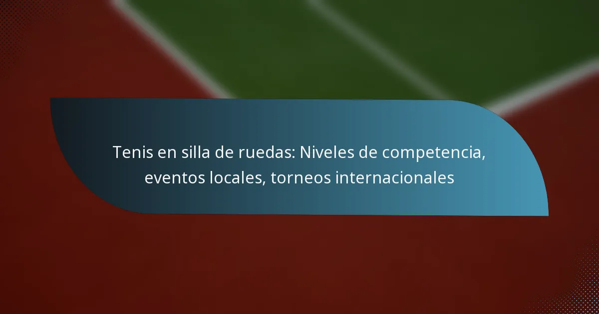 Tenis en silla de ruedas: Niveles de competencia, eventos locales, torneos internacionales