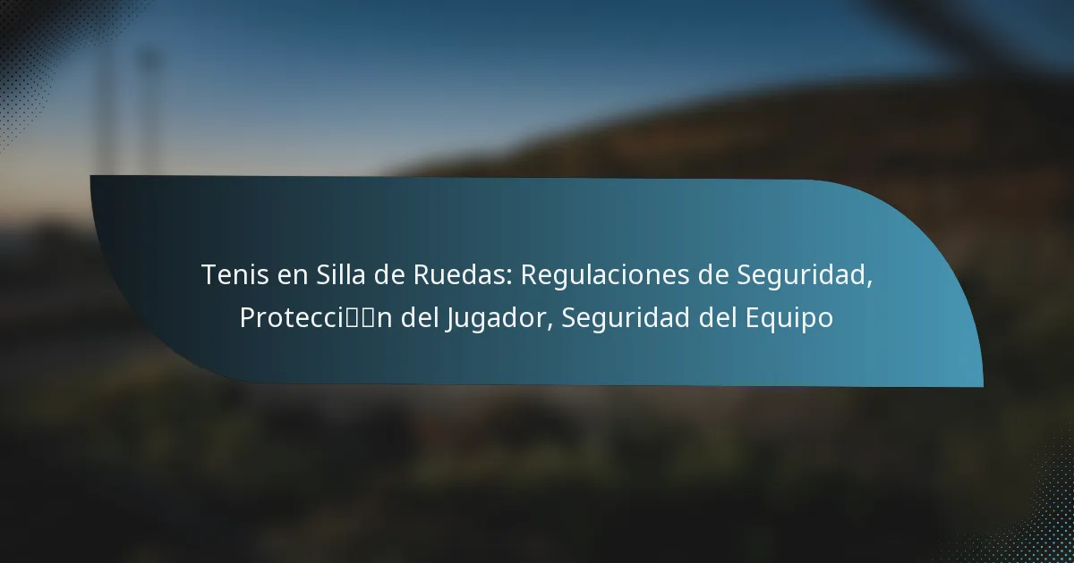 Tenis en Silla de Ruedas: Regulaciones de Seguridad, Protección del Jugador, Seguridad del Equipo