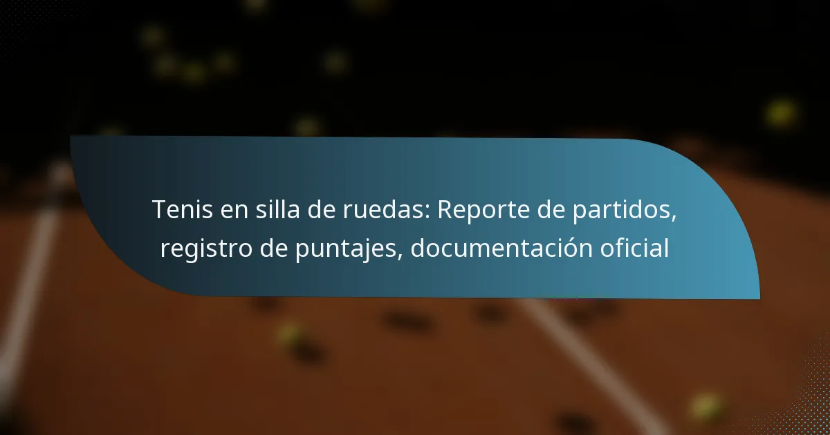 Tenis en silla de ruedas: Reporte de partidos, registro de puntajes, documentación oficial