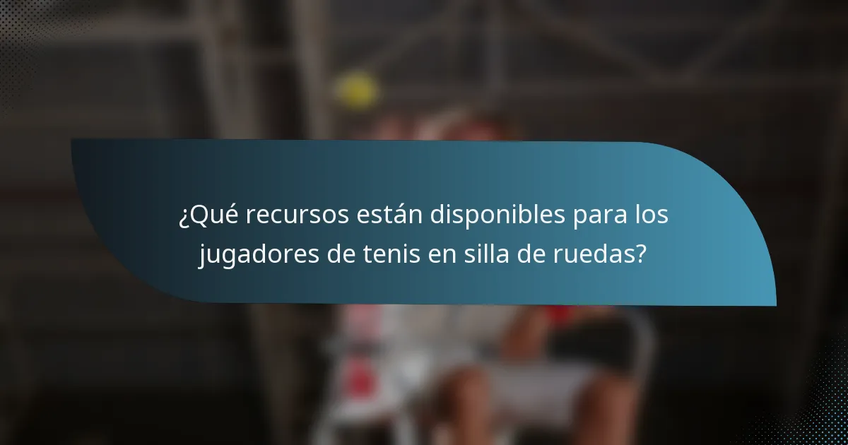 ¿Qué recursos están disponibles para los jugadores de tenis en silla de ruedas?